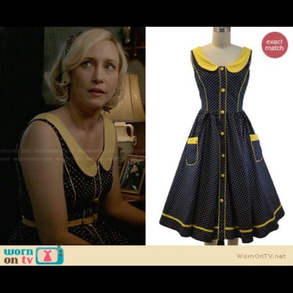 IN SEARCH OF (ISO) Aryeh Peter Pan Collared Polka Dot Dress Norma Bates